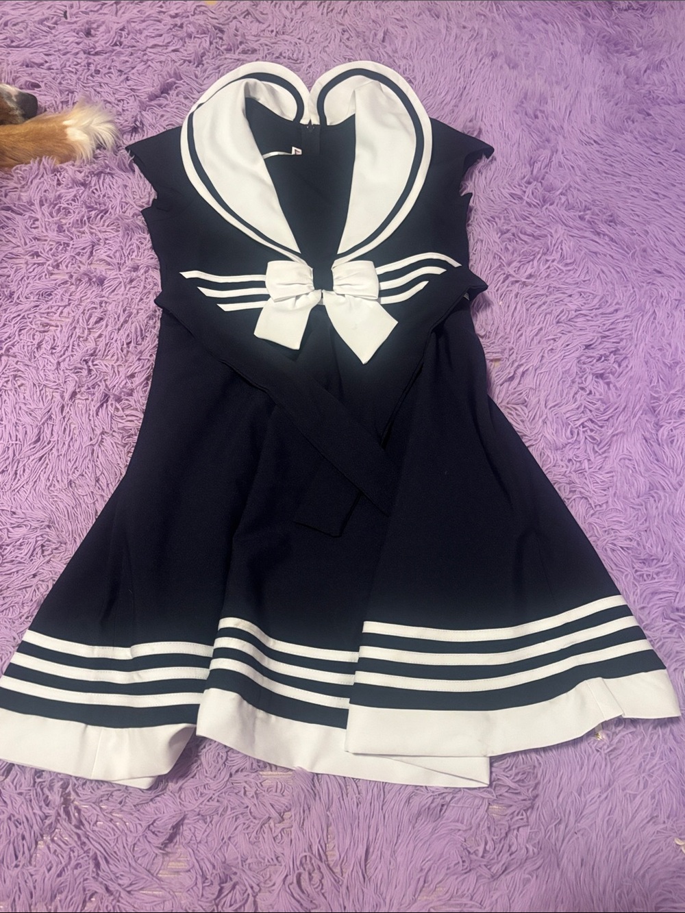 Pink Lotus Navy and White Sailor-Style Girls Dress